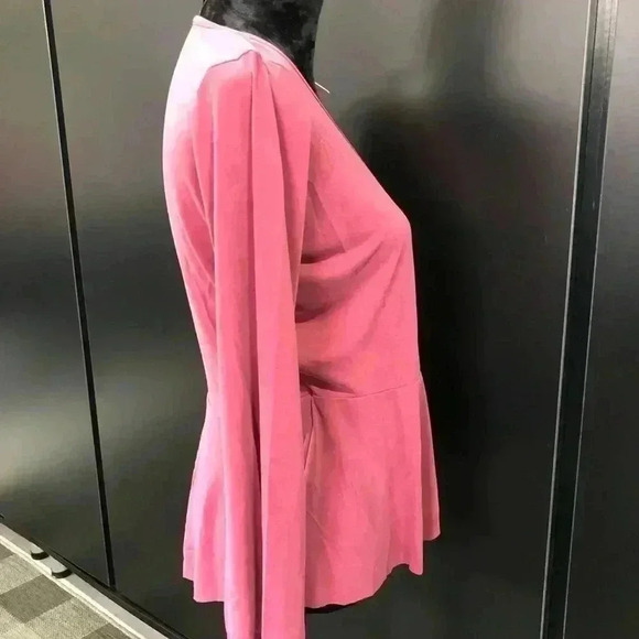 BOBI Cross Front Long Sleeve V-neck, Ruffle hemline Top/Blouse - wine - S - Picture 3 of 8